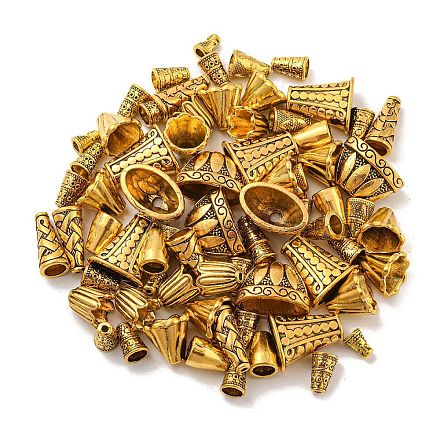 60 Stück 10-teilige Perlenkappe und Kegel aus Legierung im tibetischen Stil TIBE-YW0001-57-1