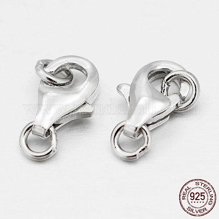 Rhodium Plated 925 Sterling Silver Lobster Claw Clasps STER-O015-A-04-1