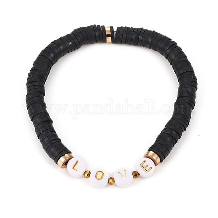 Handmade Polymer Clay Heishi Beads Stretch Bracelets BJEW-JB05306-06-1