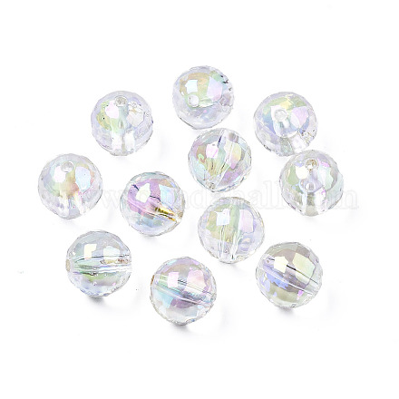 UV Plating Transparent Rainbow Iridescent Acrylic Beads OACR-N008-160-1