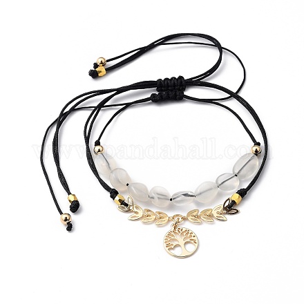 Set di braccialetti di perline intrecciati con filo di nylon regolabile BJEW-JB05421-1