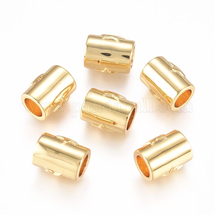 真鍮ビーズ  スターとコラム  ゴールドカラー  8.5x6.8x6mm  穴：3.8mm KK-L189-14G-1