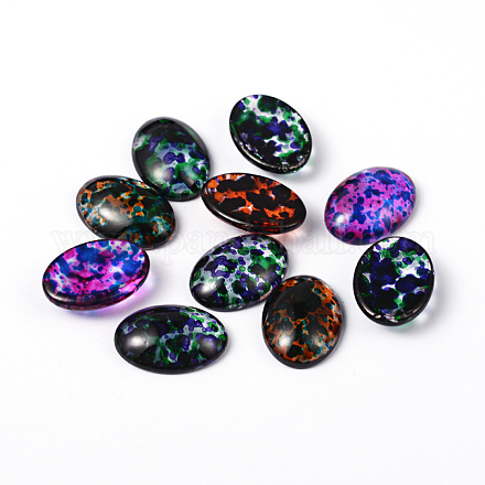 Spray Painted Glass Cabochons DGLA-R021-M-1