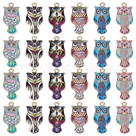 SUNNYCLUE 1 Box 36Pcs Owl Charms Owls Charms Halloween Owl Enamel Charms Colorful Magic Abstract Flying Animals Alloy Charm for Jewelry Making Charm Necklace Bracelet Earring DIY Craft Supplies Adult ENAM-SC0003-08-1