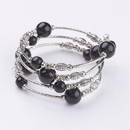 Glass Pearl Bead Wrap Bracelets BJEW-JB02860-04-1
