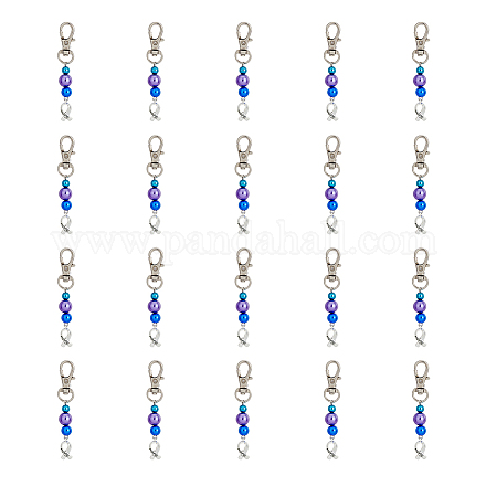 SUPERFINDINGS 20Pcs Alloy Pearl Keychain Pearl Beads Pendant Keychain Pearl Souvenir Keychain Set Decorative Key Holder for Handbags Purse Backpack Bag HJEW-FH0001-25-1