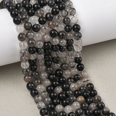 Натуральный турмалированный кварц / черный рутиловый кварц&nbsp;G-D361-01A-6-7mm-1