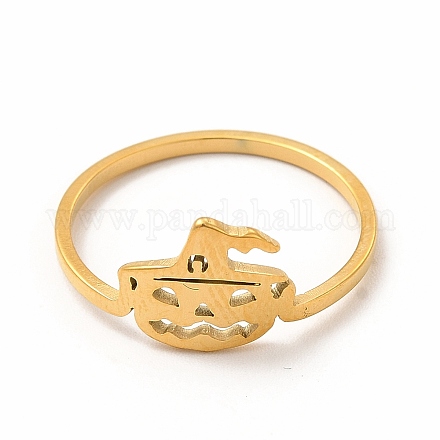 304 кольцо из нержавеющей стали в виде тыквы на Хэллоуин для женщин RJEW-K239-02G-1
