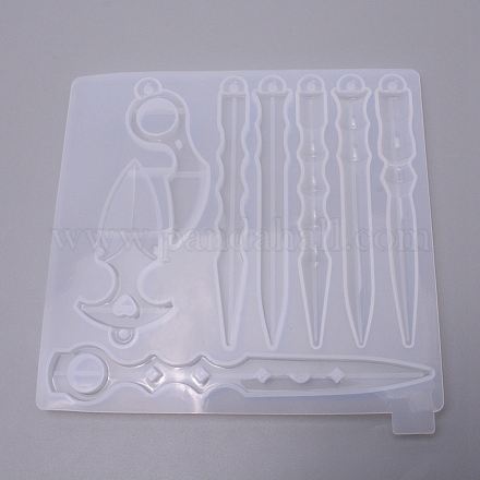 Moules à pendentif en silicone porte-clés bricolage DIY-WH0167-97-1