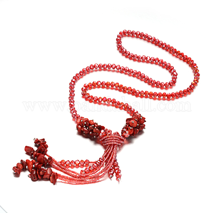 Синтетический бирюзовые ожерелья Lariat NJEW-O086-07B-1