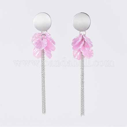 Boucle d'oreille pendante en acrylique imitation perle EJEW-JE03611-04-1