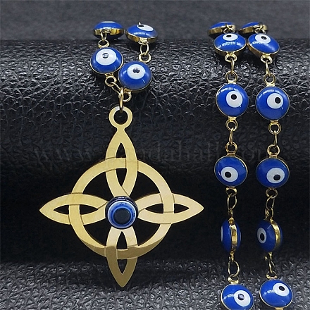 Colliers pendentif symbole wiccan noeud de sorcières en acier inoxydable PW-WG13357-02-1