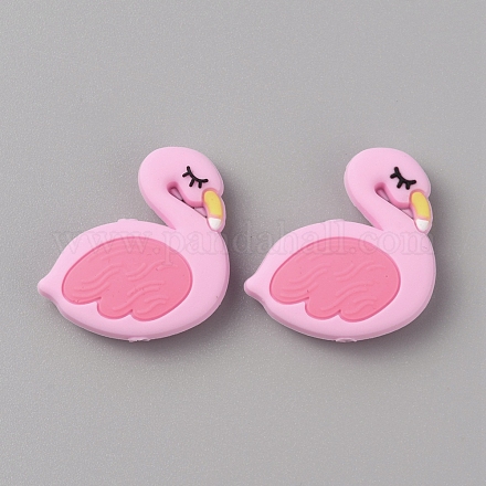 Силиконовые бусины фламинго SIL-TAC0012-01-1