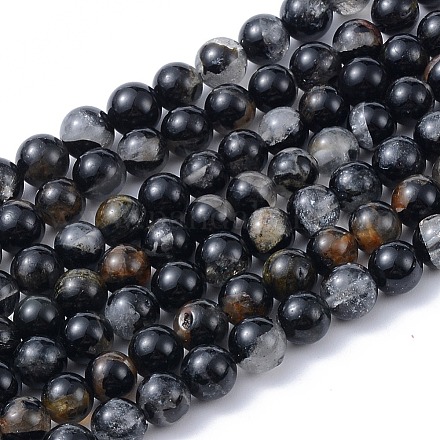 Chapelets de perles en tourmaline noire naturelle G-F666-05A-8mm-1