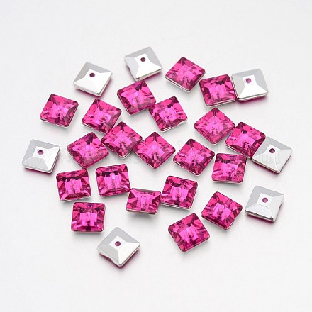 Back Plated Faceted Square Taiwan Acrylic Rhinestone Beads ACRT-M04-7-02-1
