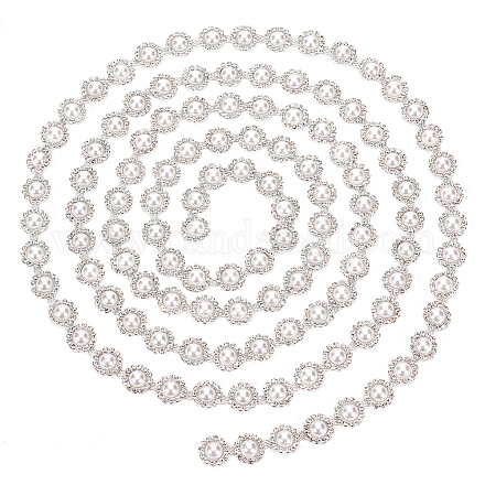 2 ярд хрустальных цепочек-чашек со стразами и пластиковыми жемчужными бусинами DIY-PH0017-40-1