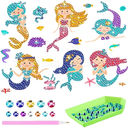 DIY Mermaid Diamond Painting Sticker Kits DIAM-PW0001-188J-1
