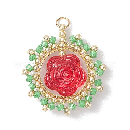 Подвески-цветы из стеклянных бусинок PALLOY-MZ00859-01-1