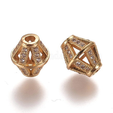 Perles de zircon cubiques transparentes micro pavées en laiton creux ZIRC-L075-65A-G-1