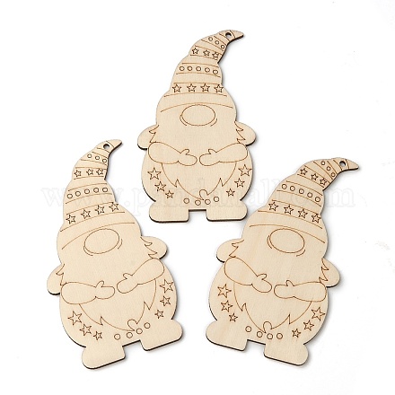Рождественская тема неокрашенное натуральное дерево большие подвески&nbsp;LS-X-WOOD-B001-10C-1