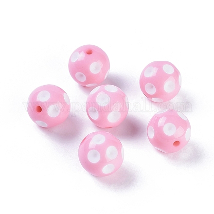 Polka dot abalorios de acrílico bubblegum redondas X-SACR-S146-20mm-10-1