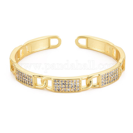 Bracelet manchette ouvert rectangle zircone cubique BJEW-S141-024-1