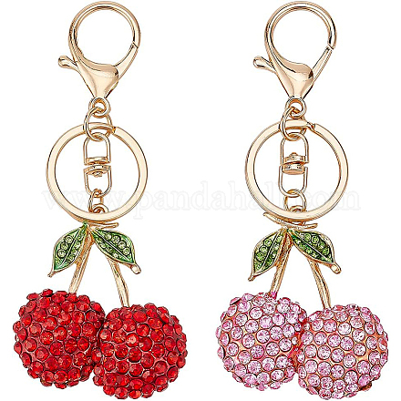 BENECREAT 2 Styles Lovely Cherry with Leaves Keychain KEYC-BC0001-13-1