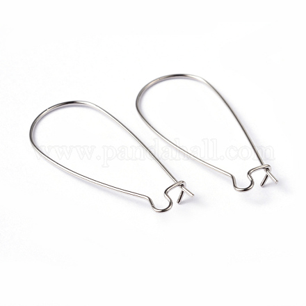 Platinum Plated Jewelry DIY Brass Hoop Earrings Findings Kidney Ear Wires X-EC221-NF-1