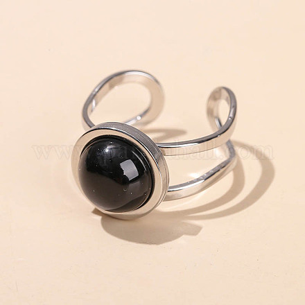 Кольца-манжеты из нержавеющей стали 304 и черного агата FS-WGDE3F0-10-1