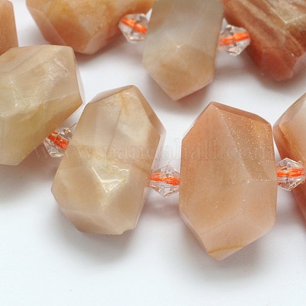 Natural Sunstone Nuggets Beads Strands G-M243-01B-1