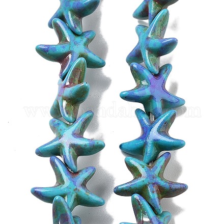 Нити из синтетических бирюзовых бусин G-P507-04K-1