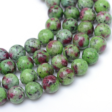 Brins de perles de pierres précieuses naturelles teints ronds X-G-R345-10mm-15-1