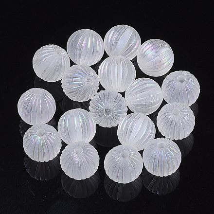 Transparente gewellte Melonenacrylperlen X-TACR-R142-01-1