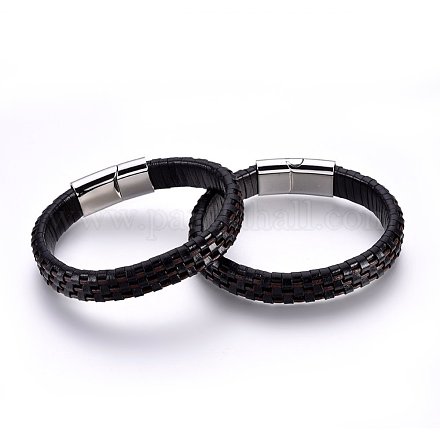 Bracelets en cuir tressé BJEW-F349-03P-03-1