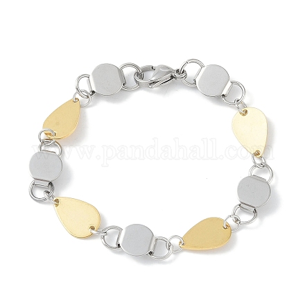 201 нержавеющая сталь плоские круглые и каплевидные звенья браслеты цепи для женщин и мужчин BJEW-I316-01PG-1