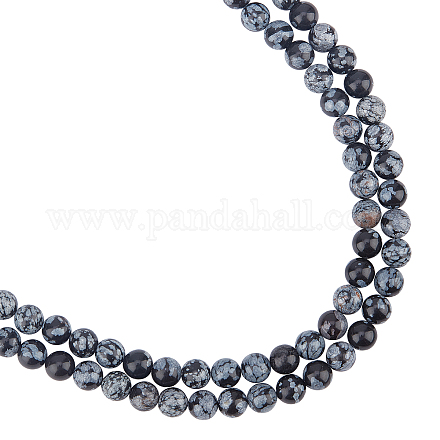 ARRICRAFT Natural Snowflake Obsidian Beads Strands G-AR0002-97-1