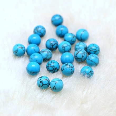 Half Drilled Round Synthetic Turquoise Beads G-D735-07-1