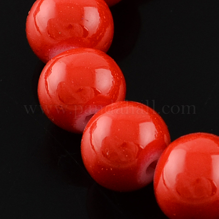 Painted Glass Beads Strands X-DGLA-R003-8mm-25-1