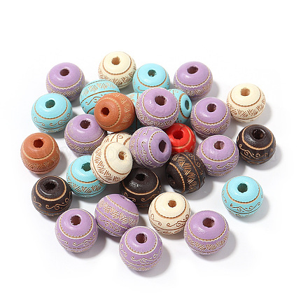 Spray Painted Wood Beads WOCR-PW0003-80B-1