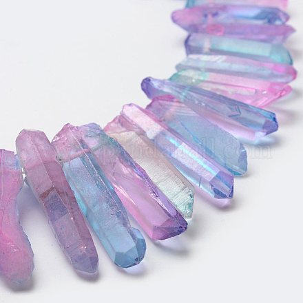 Electroplate Natural Quartz Crystal Beads Strands X-G-F462-01D-1