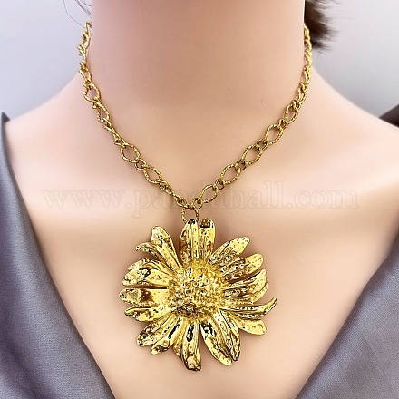 Женские подвески в форме подсолнуха из нержавеющей стали 304 NJEW-L467-03G-1