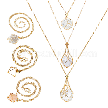 6 шт. 3 стиля 304 нержавеющая сталь макраме мешочек плетеный держатель драгоценных камней NJEW-DC00002-1