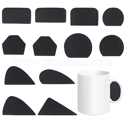 エヴァマグハンドルフォーム  ハンドル金型  陶器のカップ作りに  混合図形  ブラック  2.9~5x4.3~8.5x1.75cm  12個/セット DIY-WH0387-18-1
