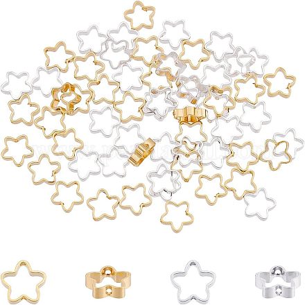 60 шт. 2-цветная стойка с покрытием из экологически чистой латуни с бусинами KK-FH0004-04-1