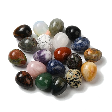 Piedra de palma de bolsillo de huevo de piedras preciosas mixtas naturales y sintéticas G-C095-04-1