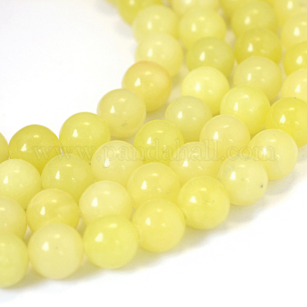 Jade naturel de citron chapelets de perles rondes X-G-E334-6mm-07-1