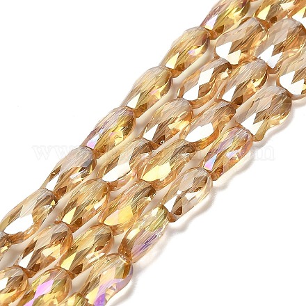 Стеклянные бусины с гальваническим покрытием  EGLA-P066-01A-AB04-1