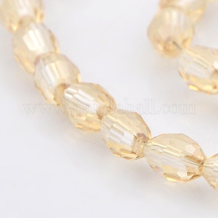 Pearl Luster Plated Glass Faceted Rice Beads Strands GLAA-A030A-PL05-1