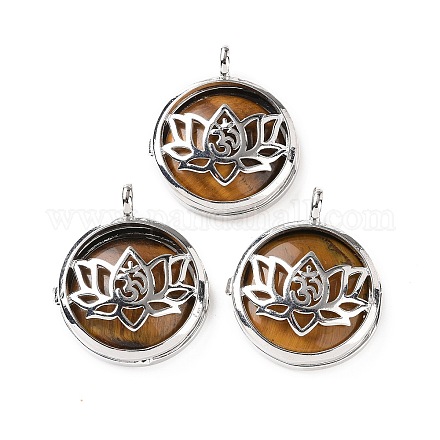 Натуральные подвески-медальоны с тигровым глазом G-G982-01P-14-1