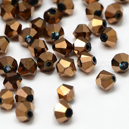 Full Copper Plated Crystal Glass Bicone Loose Beads X-GGLA-F026-D01-1